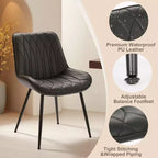 Lot de 2 chaises de salle à manger modernes du milieu du siècle, chaises d'appoint rembourrées en similicuir avec dossier et pieds en métal robustes pour la cuisine, la salle à manger