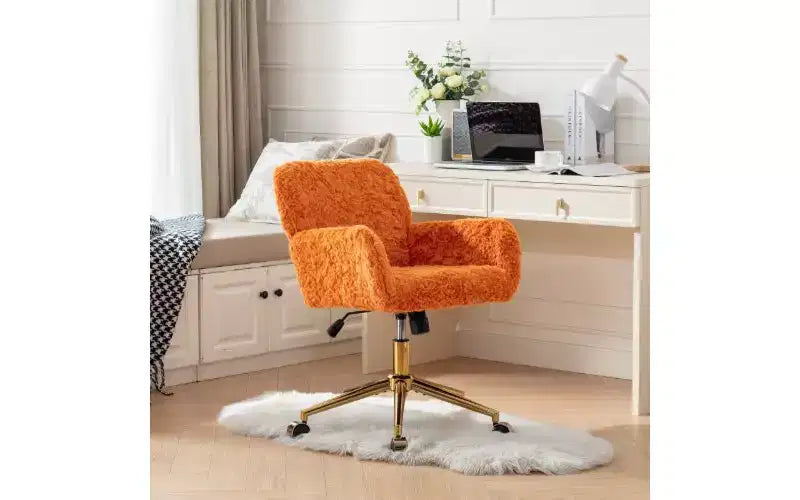 Chaise de bureau ergonomique réglable TUYOHW, chaise de bureau rembourrée avec base en métal doré, chaise pivotante de coiffeuse