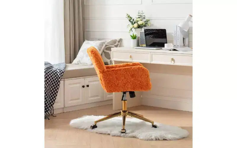 Chaise de bureau ergonomique réglable TUYOHW, chaise de bureau rembourrée avec base en métal doré, chaise pivotante de coiffeuse
