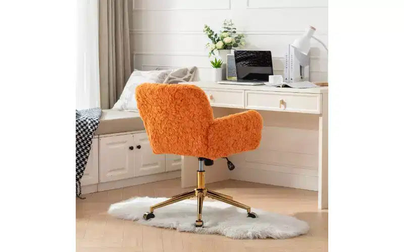 Chaise de bureau ergonomique réglable TUYOHW, chaise de bureau rembourrée avec base en métal doré, chaise pivotante de coiffeuse