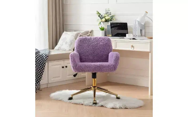 Chaise de bureau ergonomique réglable TUYOHW, chaise de bureau rembourrée avec base en métal doré, chaise pivotante de coiffeuse