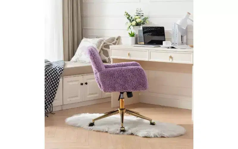 Chaise de bureau ergonomique réglable TUYOHW, chaise de bureau rembourrée avec base en métal doré, chaise pivotante de coiffeuse