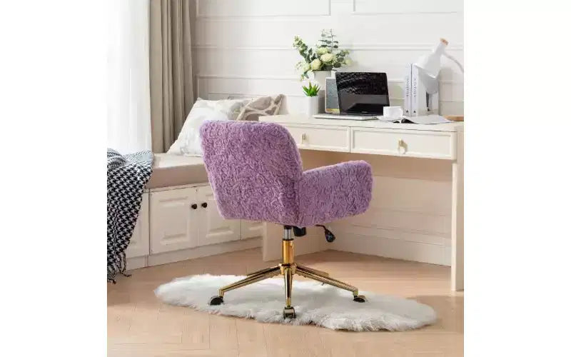 Chaise de bureau ergonomique réglable TUYOHW, chaise de bureau rembourrée avec base en métal doré, chaise pivotante de coiffeuse