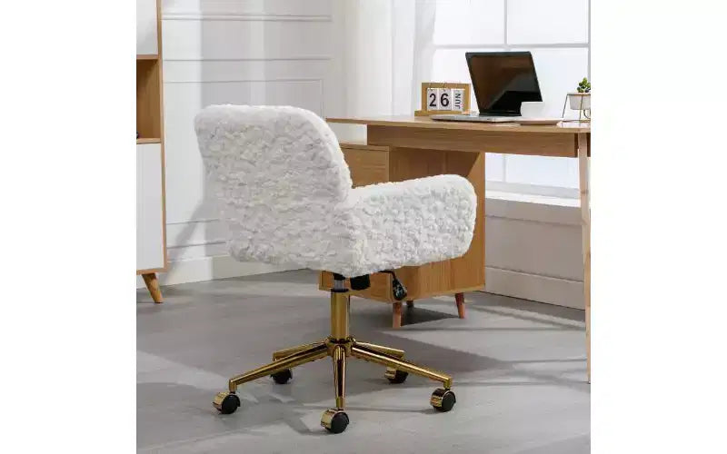 Chaise de bureau ergonomique réglable TUYOHW, chaise de bureau rembourrée avec base en métal doré, chaise pivotante de coiffeuse