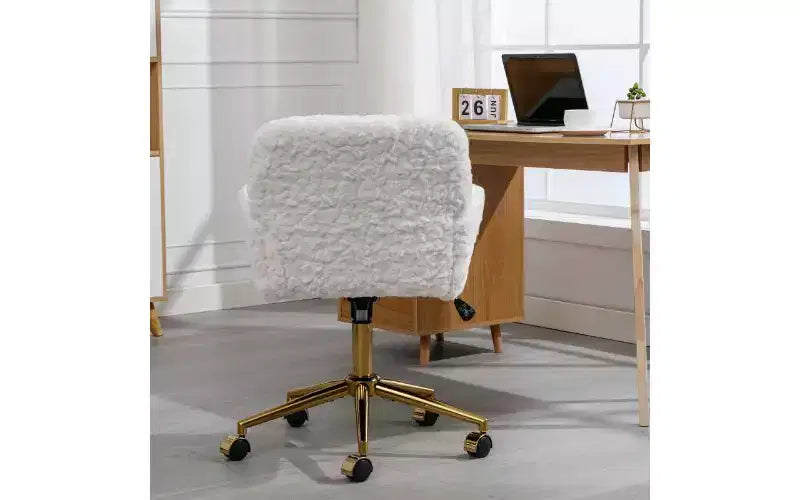 Chaise de bureau ergonomique réglable TUYOHW, chaise de bureau rembourrée avec base en métal doré, chaise pivotante de coiffeuse