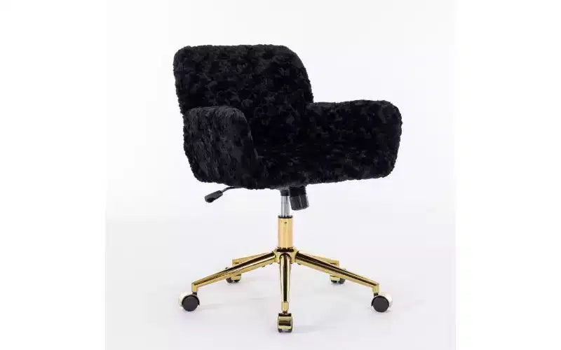 Chaise de bureau ergonomique réglable TUYOHW, chaise de bureau rembourrée avec base en métal doré, chaise pivotante de coiffeuse