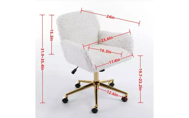 Chaise de bureau ergonomique réglable TUYOHW, chaise de bureau rembourrée avec base en métal doré, chaise pivotante de coiffeuse