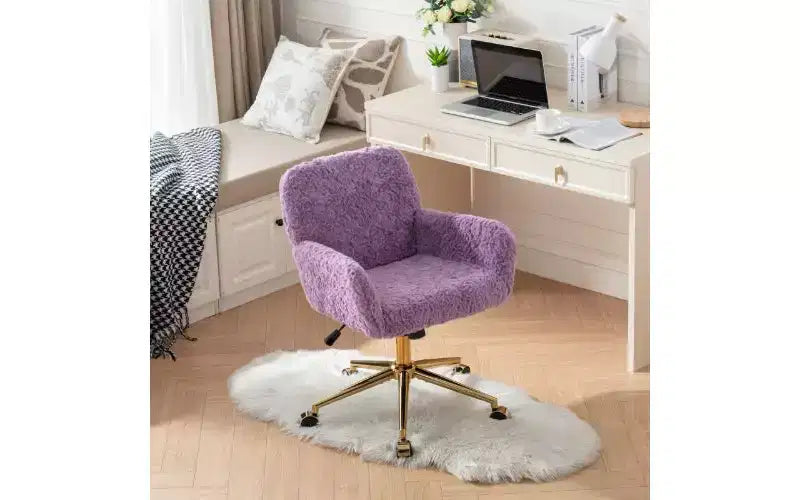 Chaise de bureau ergonomique réglable TUYOHW, chaise de bureau rembourrée avec base en métal doré, chaise pivotante de coiffeuse