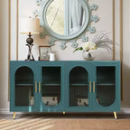 Modern TV Stand for 65+ Inch TV, Entertainment Center Media Console Storage Cabinet with Glass Doors and Adjustable Shelves