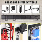 Organisateur d'outils, Organisateur de garage 48 x 13 Pcs Rangement mural robuste pour outils de jardin avec 8 crochets réglables et 2 sangles