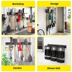 Organisateur d'outils, Organisateur de garage 48 x 13 Pcs Rangement mural robuste pour outils de jardin avec 8 crochets réglables et 2 sangles