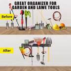 Organisateur d'outils, Organisateur de garage 48 x 13 Pcs Rangement mural robuste pour outils de jardin avec 8 crochets réglables et 2 sangles