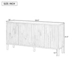 55 Inch 3-Door Dining Storage Sideboard, Contemporary Black Sideboard with Ash Veneer & Hidden Handles