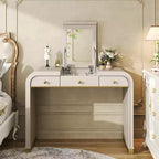 Coiffeuse 3-en-1 Whisen, meuble-lavabo classique en bois avec miroir rabattable, 2 tiroirs et espace de rangement