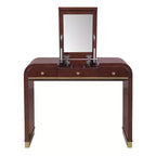 Coiffeuse 3-en-1 Whisen, meuble-lavabo classique en bois avec miroir rabattable, 2 tiroirs et espace de rangement