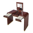 Coiffeuse 3-en-1 Whisen, meuble-lavabo classique en bois avec miroir rabattable, 2 tiroirs et espace de rangement