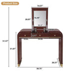 Coiffeuse 3-en-1 Whisen, meuble-lavabo classique en bois avec miroir rabattable, 2 tiroirs et espace de rangement