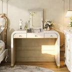 Coiffeuse 3-en-1 Whisen, meuble-lavabo classique en bois avec miroir rabattable, 2 tiroirs et espace de rangement