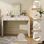 Coiffeuse 3-en-1 Whisen, meuble-lavabo classique en bois avec miroir rabattable, 2 tiroirs et espace de rangement