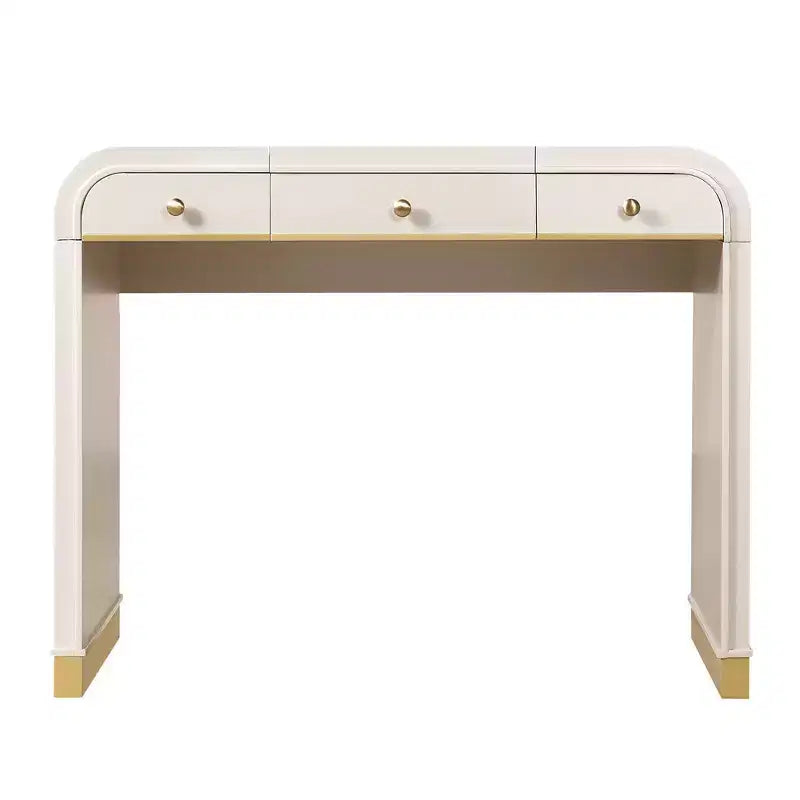 Coiffeuse 3-en-1 Whisen, meuble-lavabo classique en bois avec miroir rabattable, 2 tiroirs et espace de rangement