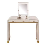 Coiffeuse 3-en-1 Whisen, meuble-lavabo classique en bois avec miroir rabattable, 2 tiroirs et espace de rangement