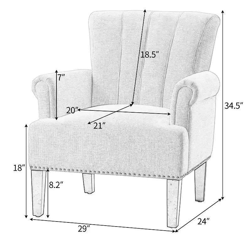 GDFStudio Pearl Traditional Rivet Tufted Polyester Armchair with Rolled Arms