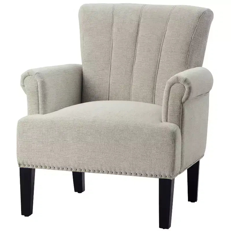 GDFStudio Pearl Traditional Rivet Tufted Polyester Armchair with Rolled Arms