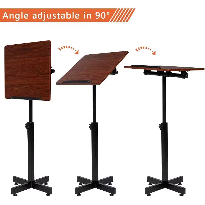 VINGLI Classic Lectern Podium Stand, Height Adjustable Church Classroom Lecture, Portable Presentation Laptop Desk with Edge Stopper, Brown