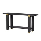 TUYOHW 63 Extra Long Console Table with Solid Pine Legs,Industrial Metal Trim,Entryway Table with Storage Shelf for Hallway,Living Room,Foyer