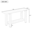 TUYOHW 63 Extra Long Console Table with Solid Pine Legs,Industrial Metal Trim,Entryway Table with Storage Shelf for Hallway,Living Room,Foyer