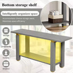 TUYOHW 63 Extra Long Console Table with Solid Pine Legs,Industrial Metal Trim,Entryway Table with Storage Shelf for Hallway,Living Room,Foyer