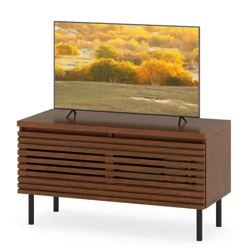 Costway Mid Century Fluted TV Stand for 40 TV Console Table with Open Compartment or 2 Hidden Compartments