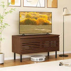 Meuble TV Mid-Century cannelé Costway pour téléviseur de 40 pouces avec compartiment ouvert ou 2 compartiments cachés