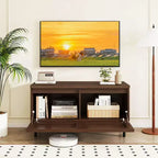 Meuble TV Mid-Century cannelé Costway pour téléviseur de 40 pouces avec compartiment ouvert ou 2 compartiments cachés