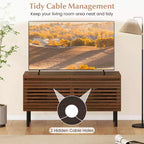 Meuble TV Mid-Century cannelé Costway pour téléviseur de 40 pouces avec compartiment ouvert ou 2 compartiments cachés