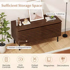 Meuble TV Mid-Century cannelé Costway pour téléviseur de 40 pouces avec compartiment ouvert ou 2 compartiments cachés