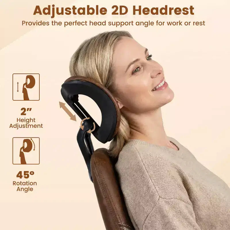 Costway Ergonomic Office Chair with 2D Headrest, Rocking Backrest & Wheels, Gaming Chair Blue/Brown & Beige/Gray & Blue