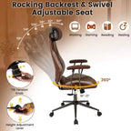 Costway Ergonomic Office Chair with 2D Headrest, Rocking Backrest & Wheels, Gaming Chair Blue/Brown & Beige/Gray & Blue