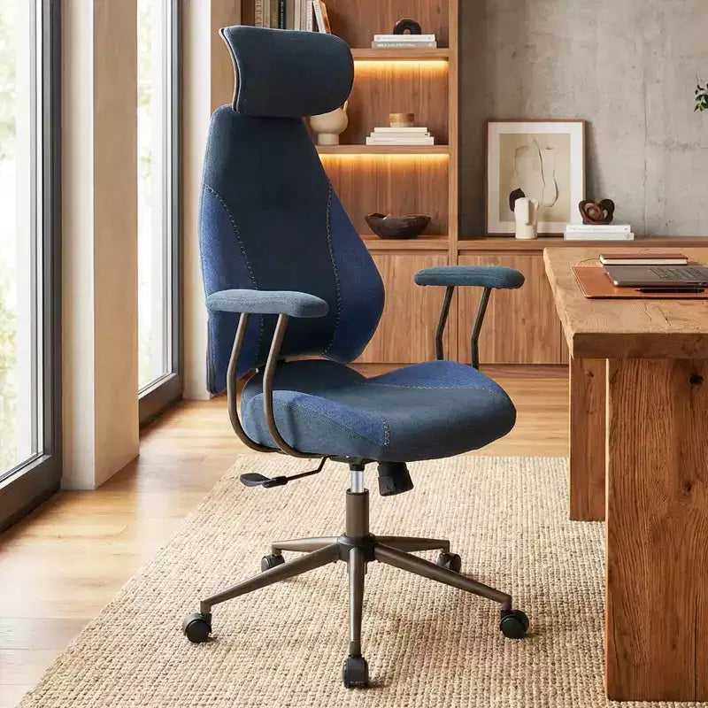 Costway Ergonomic Office Chair with 2D Headrest, Rocking Backrest & Wheels, Gaming Chair Blue/Brown & Beige/Gray & Blue