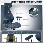 Costway Ergonomic Office Chair with 2D Headrest, Rocking Backrest & Wheels, Gaming Chair Blue/Brown & Beige/Gray & Blue