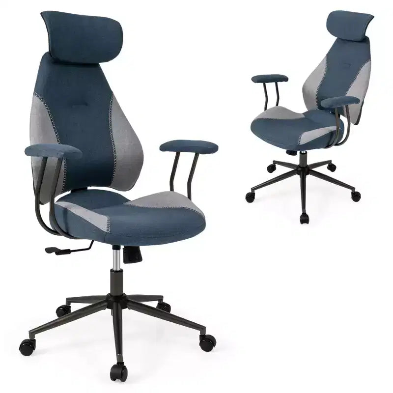 Costway Ergonomic Office Chair with 2D Headrest, Rocking Backrest & Wheels, Gaming Chair Blue/Brown & Beige/Gray & Blue