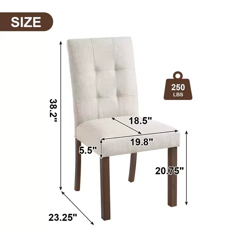 TUYOHW Modern Linen Tufted Upholstered Dining Chairs Set of 4,Accent Dining Room Chairs with Rubber Solid Wood Frame