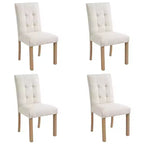 TUYOHW Modern Linen Tufted Upholstered Dining Chairs Set of 4,Accent Dining Room Chairs with Rubber Solid Wood Frame