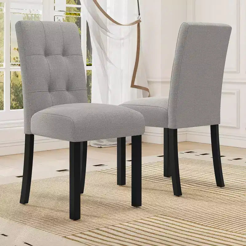 TUYOHW Modern Linen Tufted Upholstered Dining Chairs Set of 4,Accent Dining Room Chairs with Rubber Solid Wood Frame