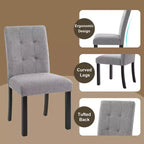 TUYOHW Modern Linen Tufted Upholstered Dining Chairs Set of 4,Accent Dining Room Chairs with Rubber Solid Wood Frame