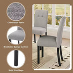 TUYOHW Modern Linen Tufted Upholstered Dining Chairs Set of 4,Accent Dining Room Chairs with Rubber Solid Wood Frame