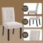 TUYOHW Modern Linen Tufted Upholstered Dining Chairs Set of 4,Accent Dining Room Chairs with Rubber Solid Wood Frame