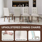TUYOHW Modern Linen Tufted Upholstered Dining Chairs Set of 4,Accent Dining Room Chairs with Rubber Solid Wood Frame