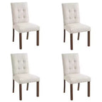 TUYOHW Modern Linen Tufted Upholstered Dining Chairs Set of 4,Accent Dining Room Chairs with Rubber Solid Wood Frame
