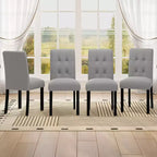 TUYOHW Modern Linen Tufted Upholstered Dining Chairs Set of 4,Accent Dining Room Chairs with Rubber Solid Wood Frame